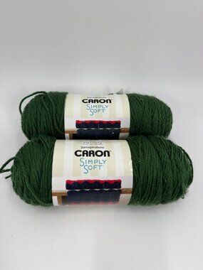 Set of 2 Skeins Caron Simply Soft Yarn in Dark Sage Weight 4 315 yd 6 oz #9707